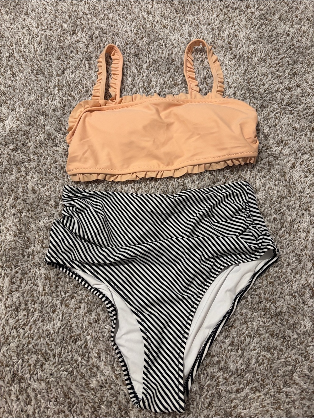 Like New!! Peach Ruffle Strap Two-Piece Juniors Swim Set